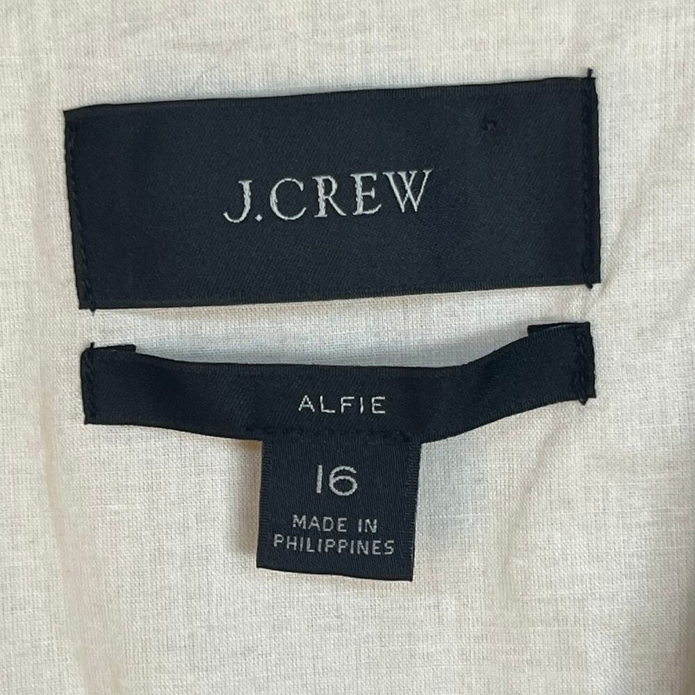 J.Crew Women's Size 16 Alfie On-Button Blazer Beige Teal Blue Striped Chino - Picture 9 of 12